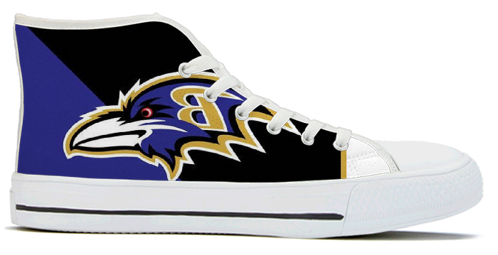 Men's Baltimore Ravens High Top Canvas Sneakers 001 Men's Baltimore Ravens High Top Canvas Sneakers 001